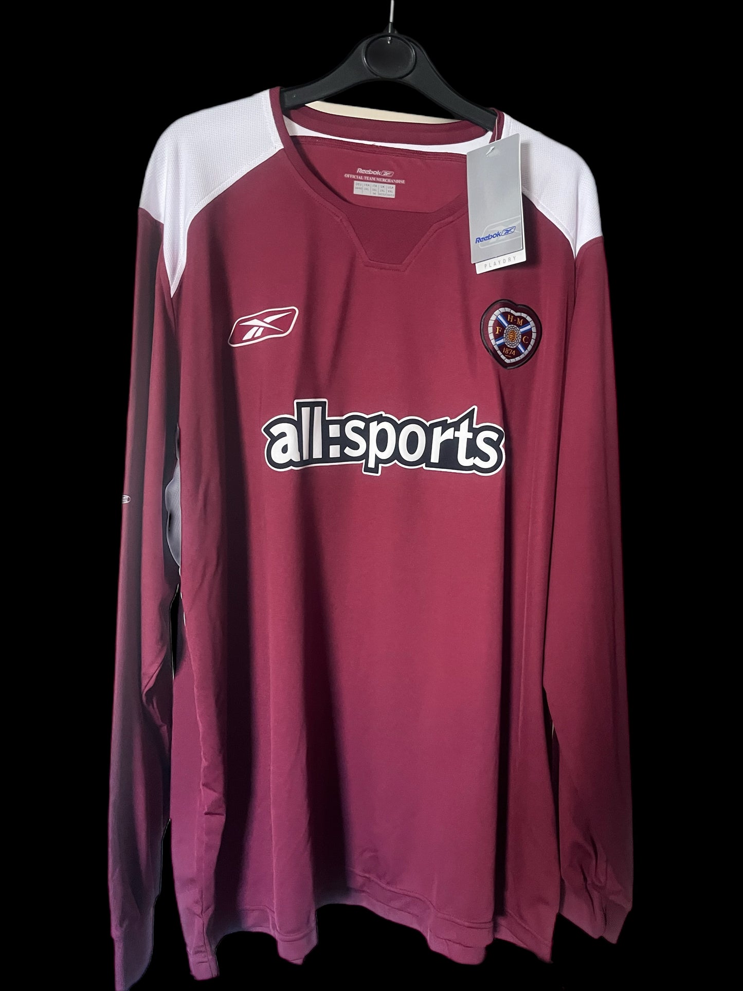 BNWT Heart Of Midlothian (Hearts) Home Football Shirt 2XL - Long Sleeve
