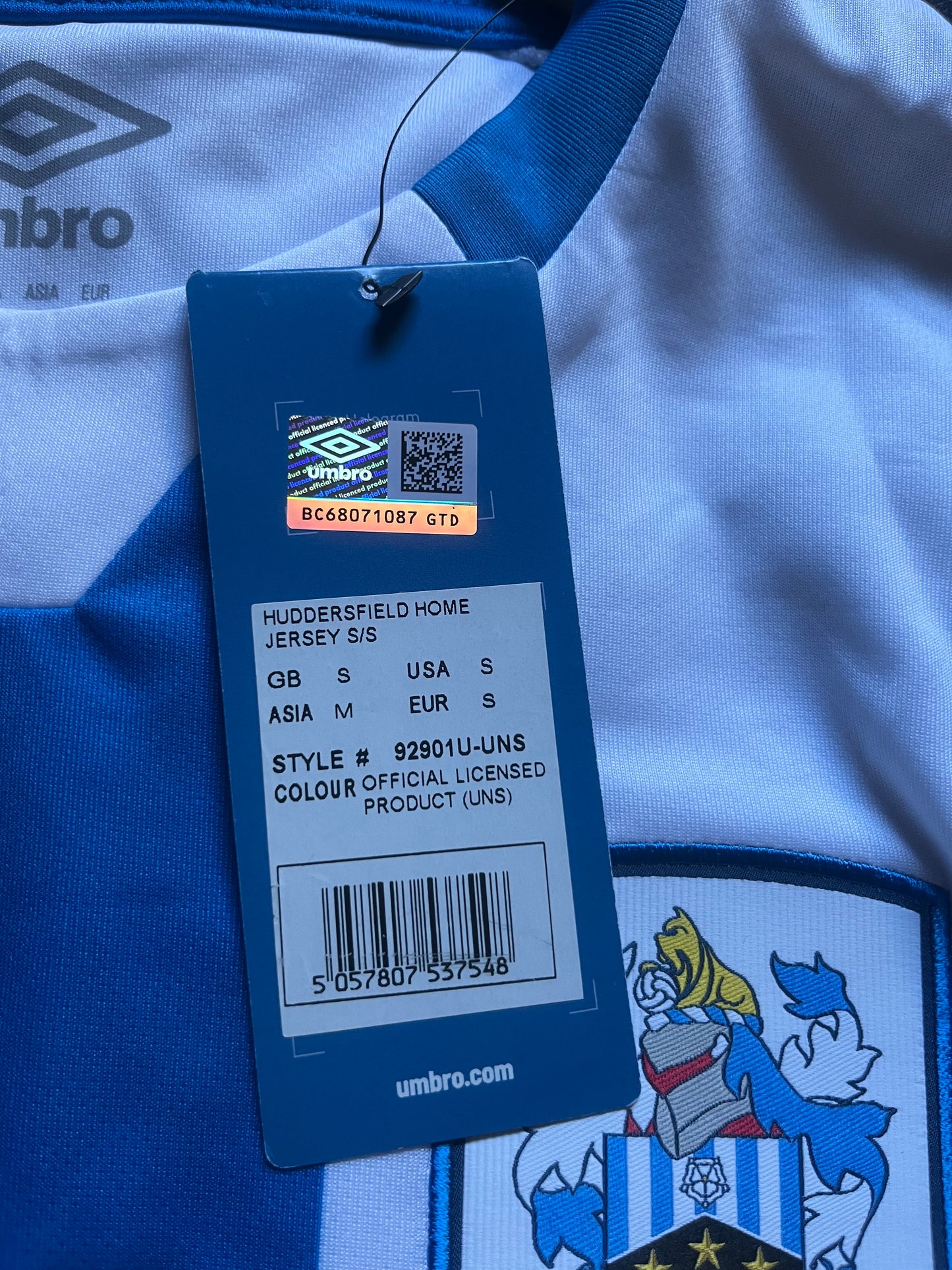 BNWT Huddersfield Town 2020/2021 Home Football Shirt Small