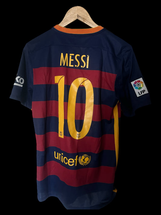 Barcelona 2015/2016 Home Football Shirt Small - Lionel Messi