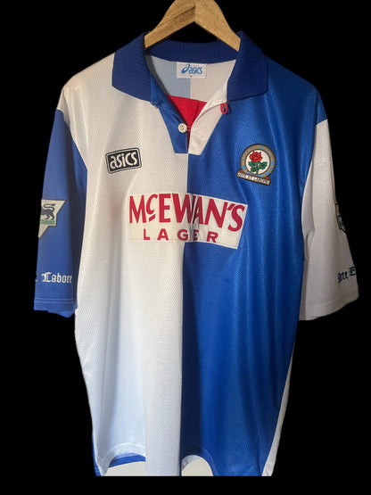 Blackburn Rovers 1992/1993/1994 Home Football Shirt Extra Large - Paul Warhurst