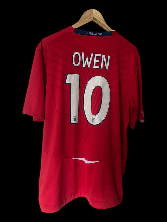 England 2008 Away Football Shirt 2XL - Michael Owen