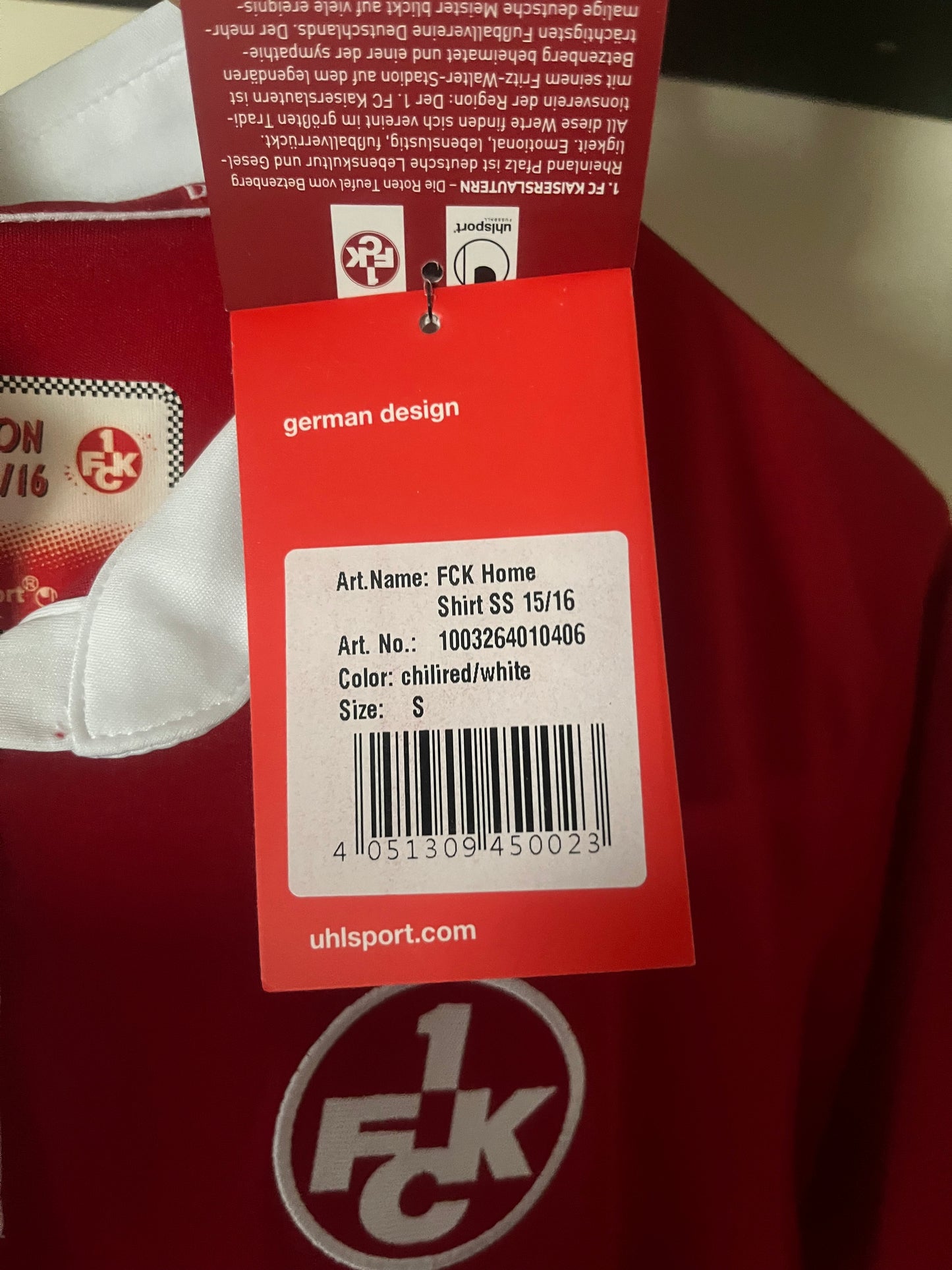 BNWT 1. FC Kaiserslautern 2015/2016 Home Football Shirt Small