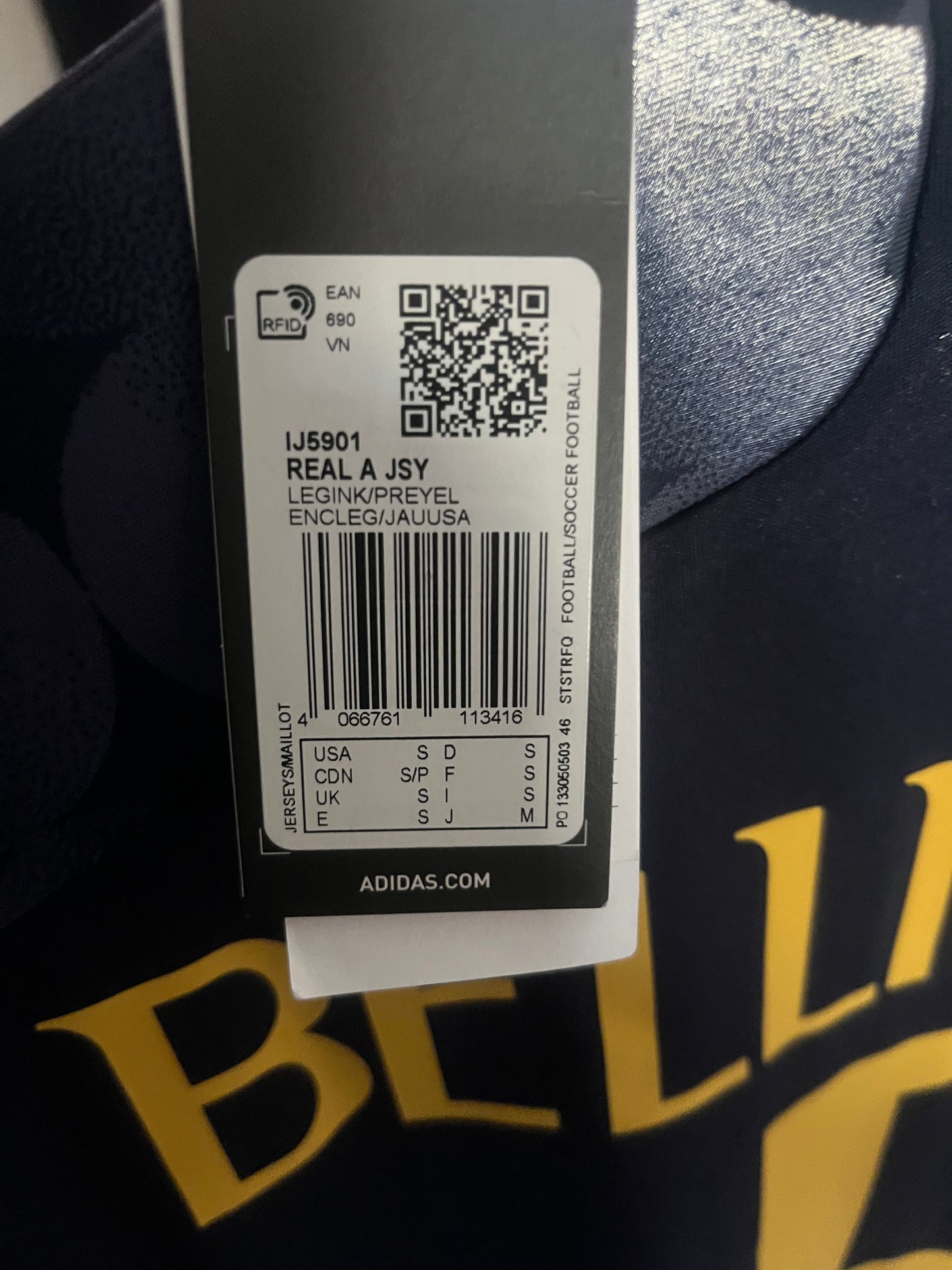 BNWT Real Madrid 2023/2024 Away Football Shirt Small - Jude Bellingham