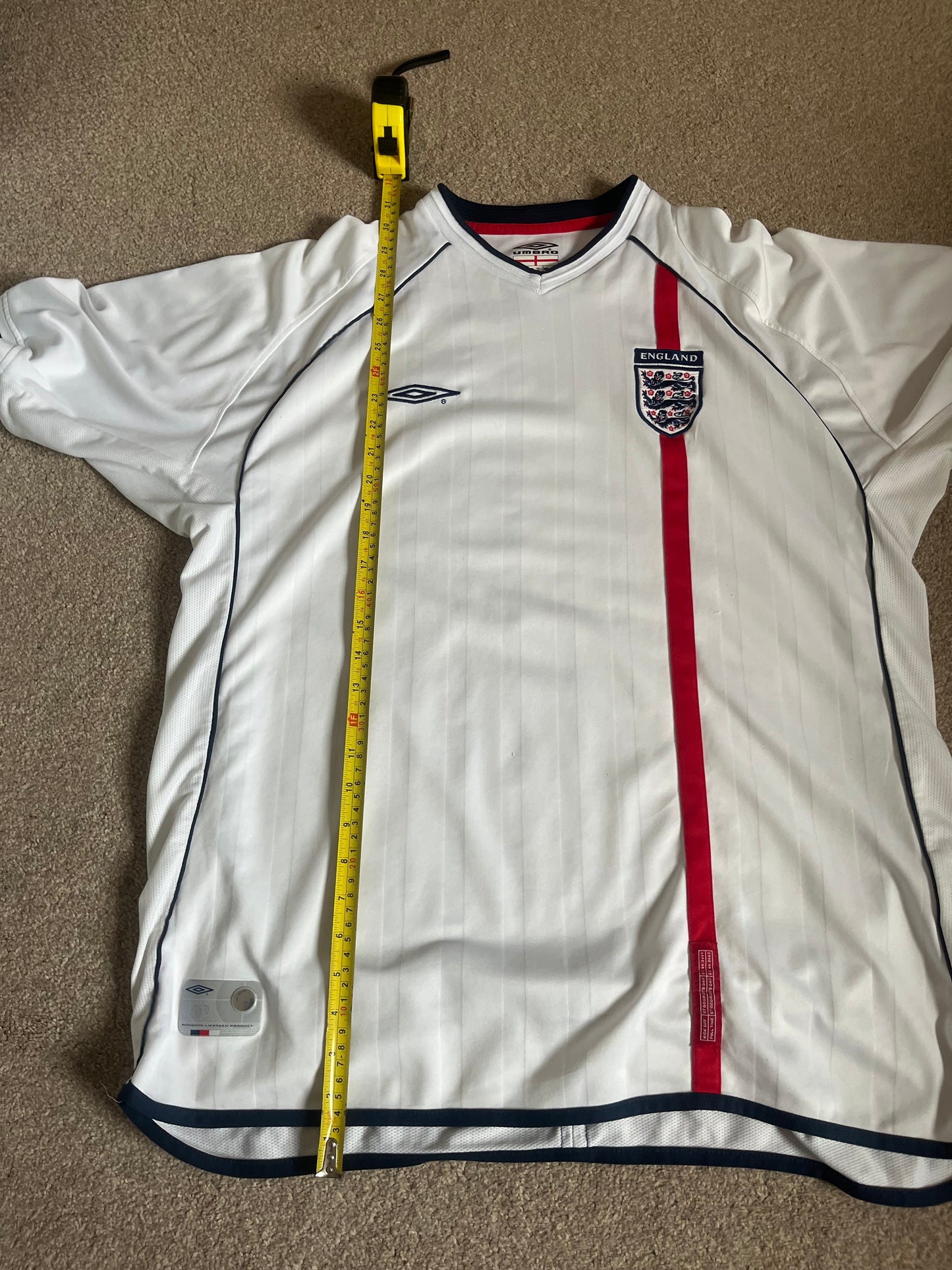 England 2001/2002/2003 Home 2XL - Fits Extra Large